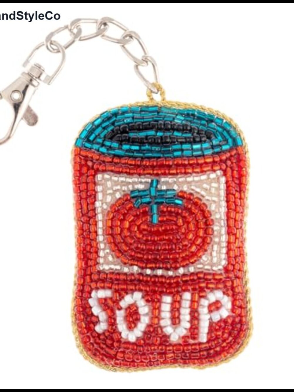 Beaded Glass Bag Charm Keychain with Lobster Clasp